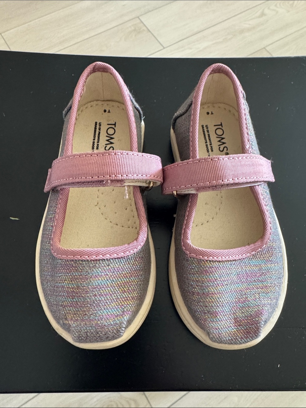 Toms Girls' Iridescent Pink Mary Jane Shoes